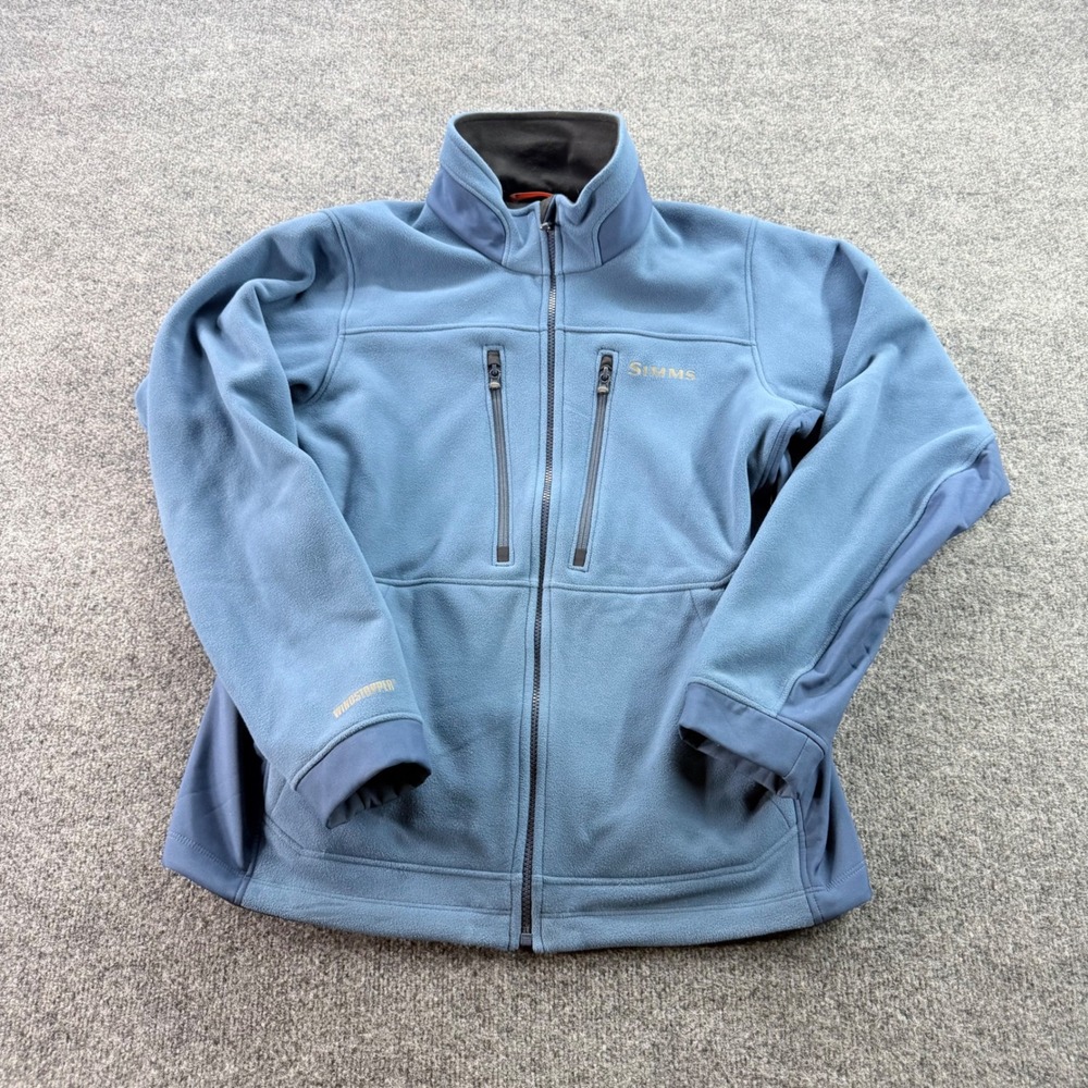Simms Fishing Jacket Windstopper Fleece Full Zip Coat Mens Medium Blue Fly Fish